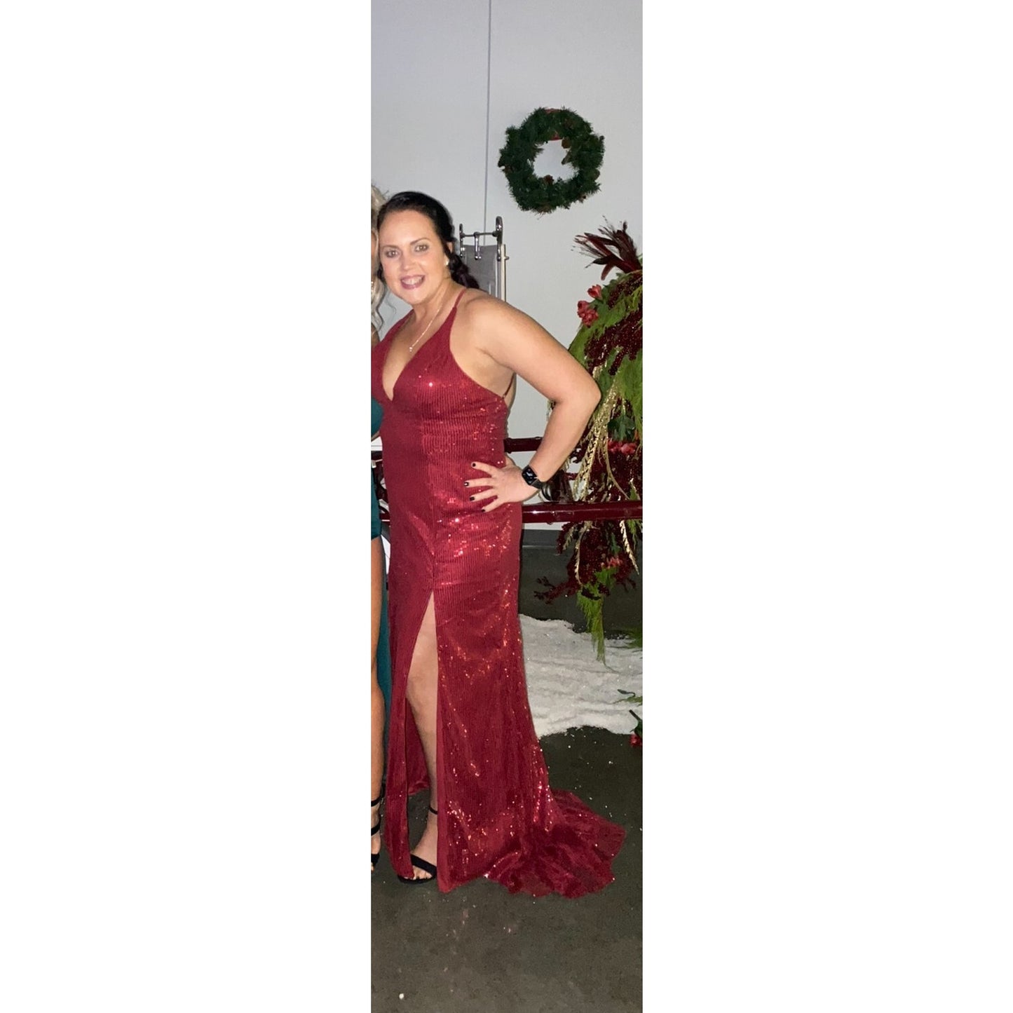 Cinderella Divine Maroon Burgundy Sequins Formal Dance Homecoming Dress Size 12