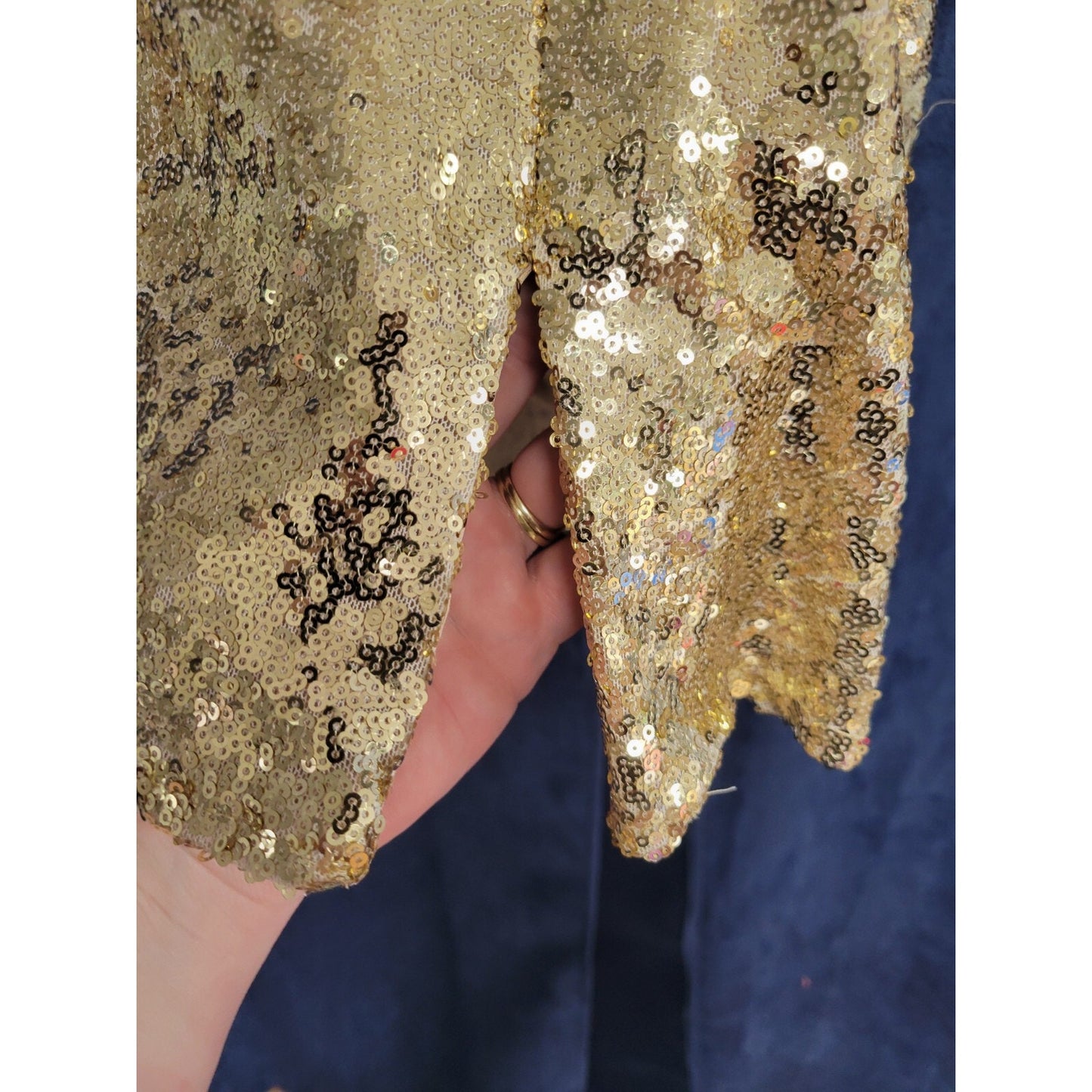 Eva USA Bright Gold Sequin Short Formal Party Homecoming Dance Dress Size Large