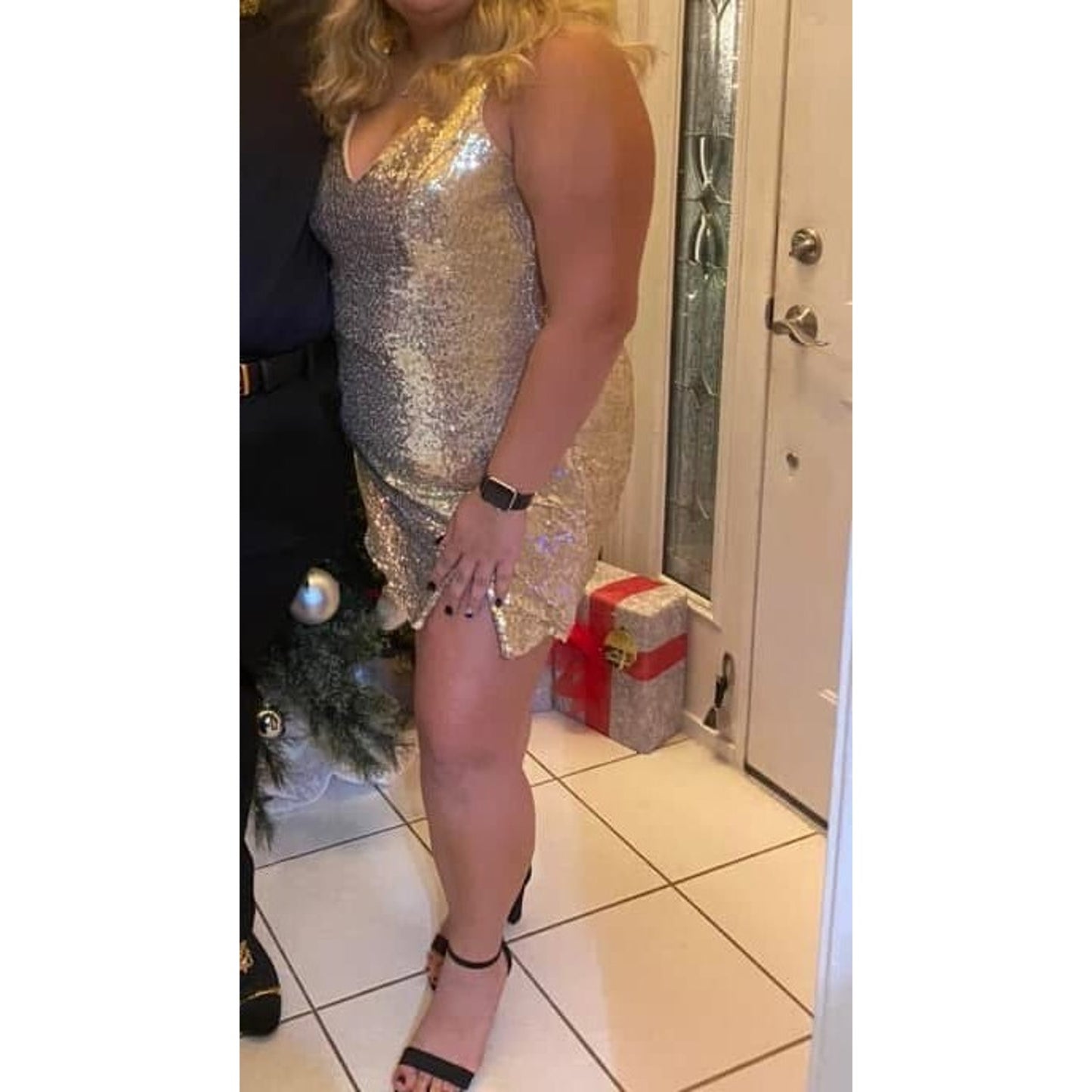 Eva USA Bright Gold Sequin Short Formal Party Homecoming Dance Dress Size Large
