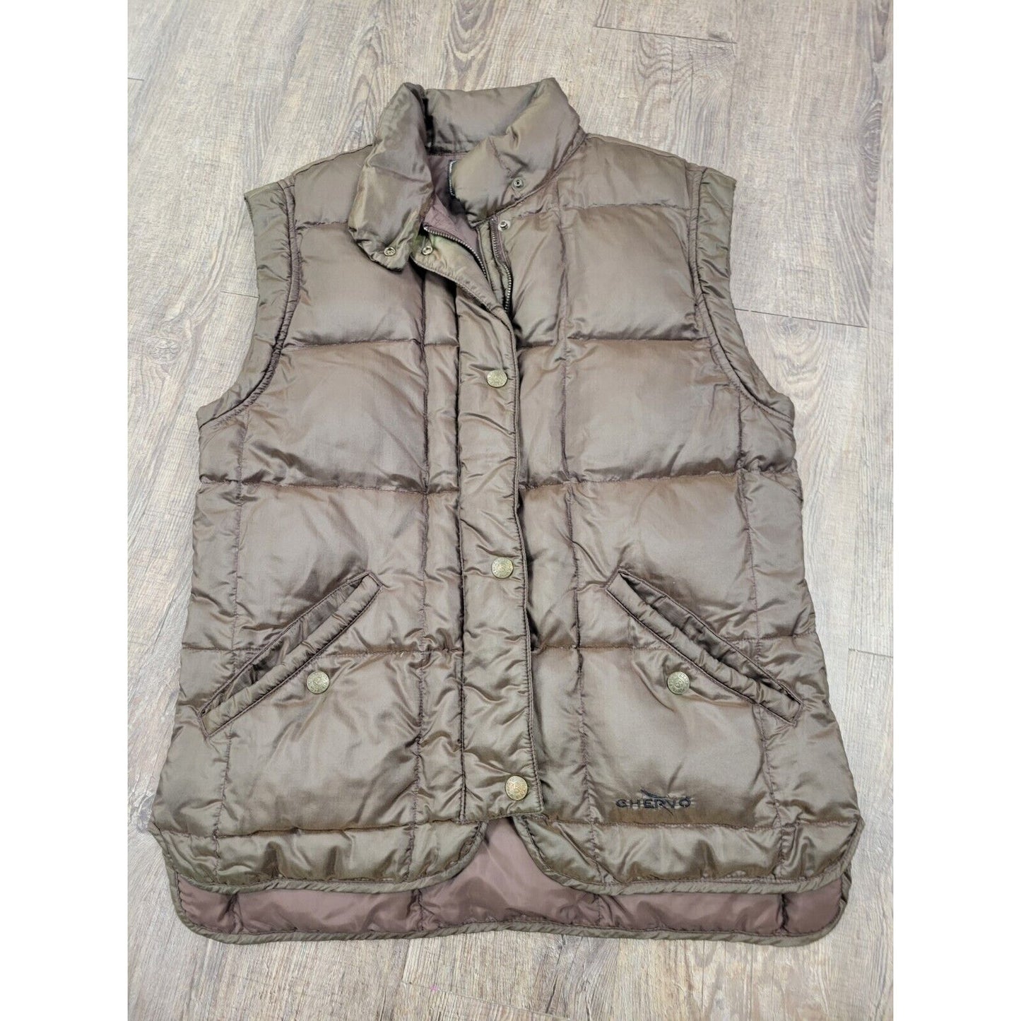 Chervo Down Vest Solid Brown Puffer Golf Wear Large