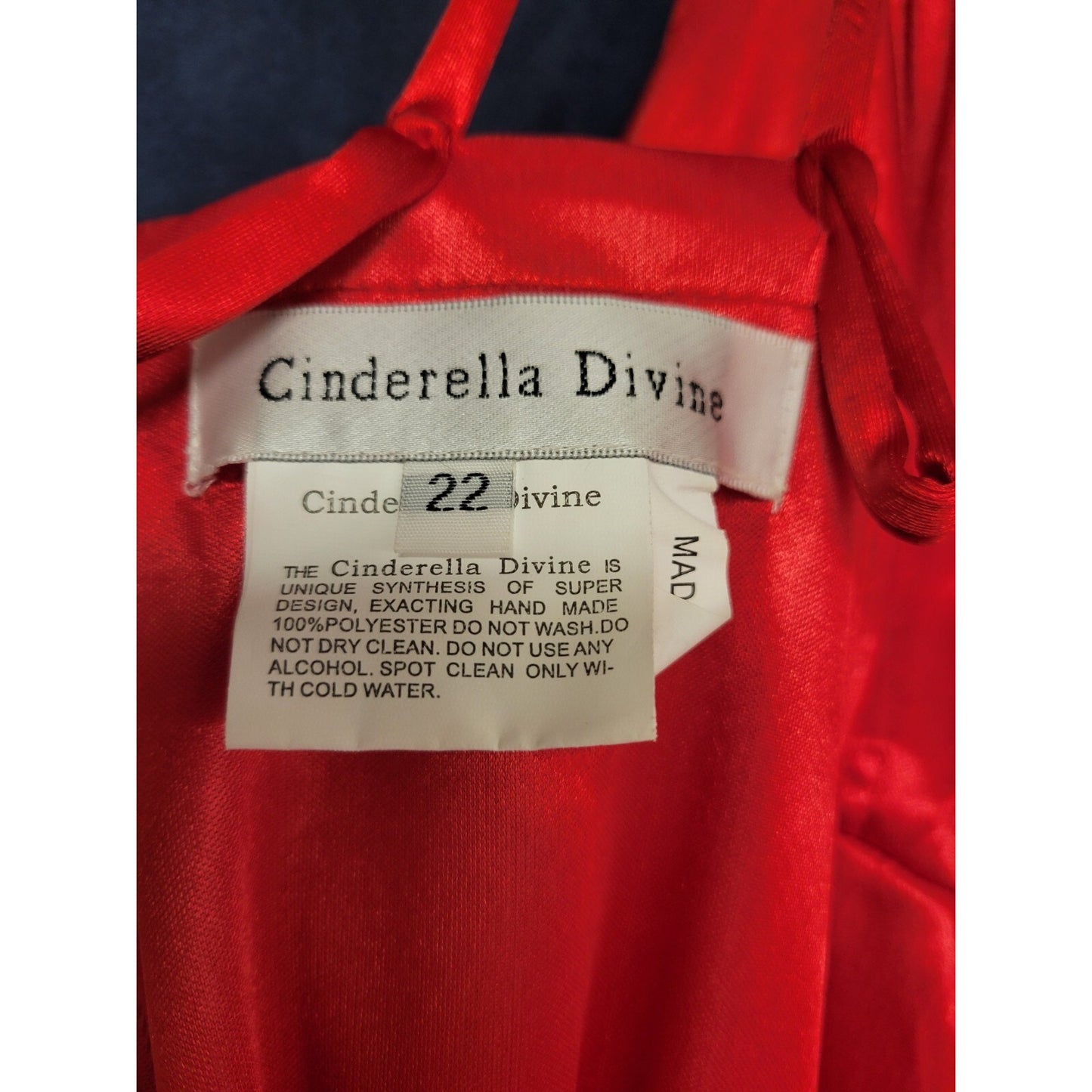 Cinderella Divine Solid Red Stretch Satin Formal Dance Homecoming Dress Size 22