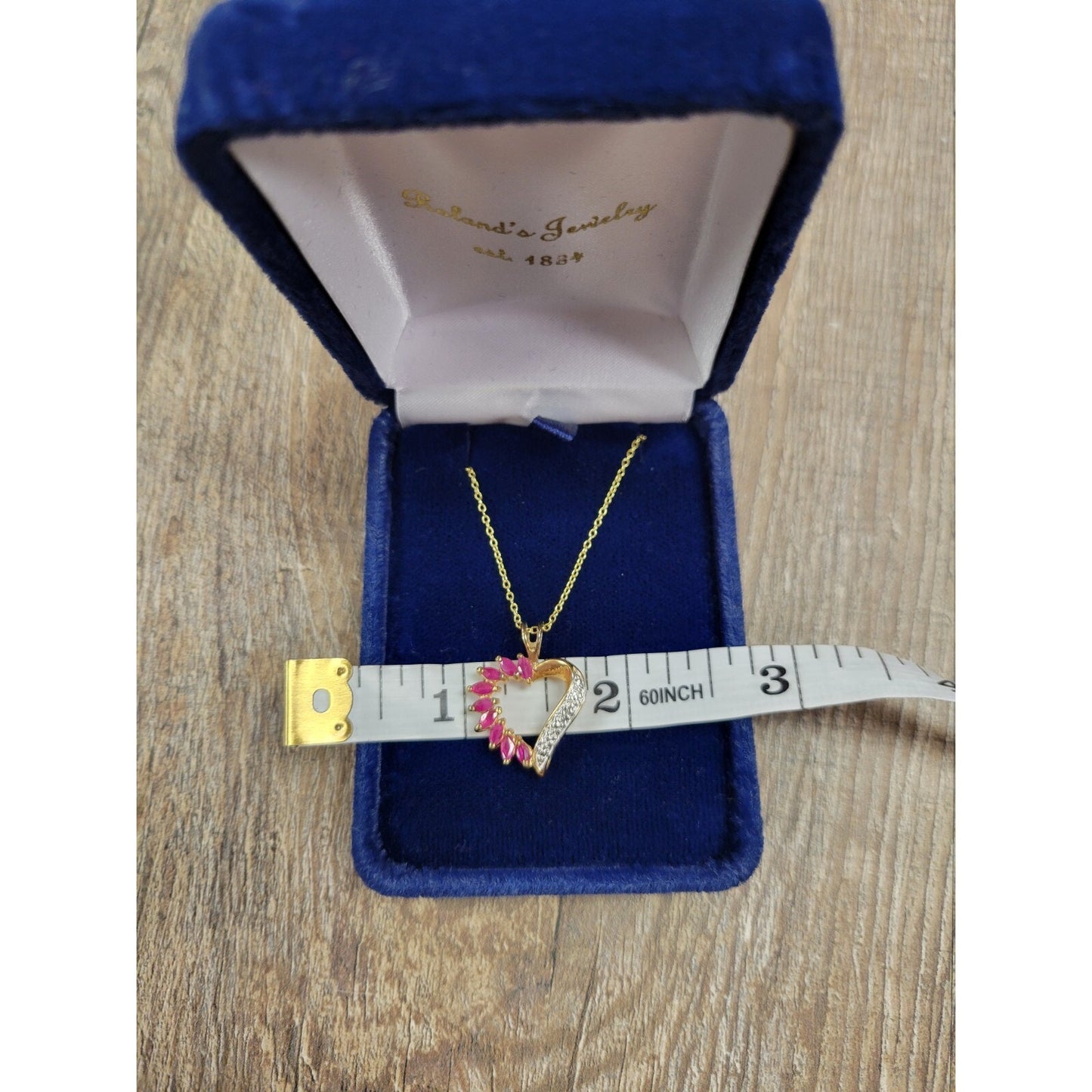 Ruby Pink Diamond Heart Necklace Gold Vermeil over Sterling Silver - 18" Chain