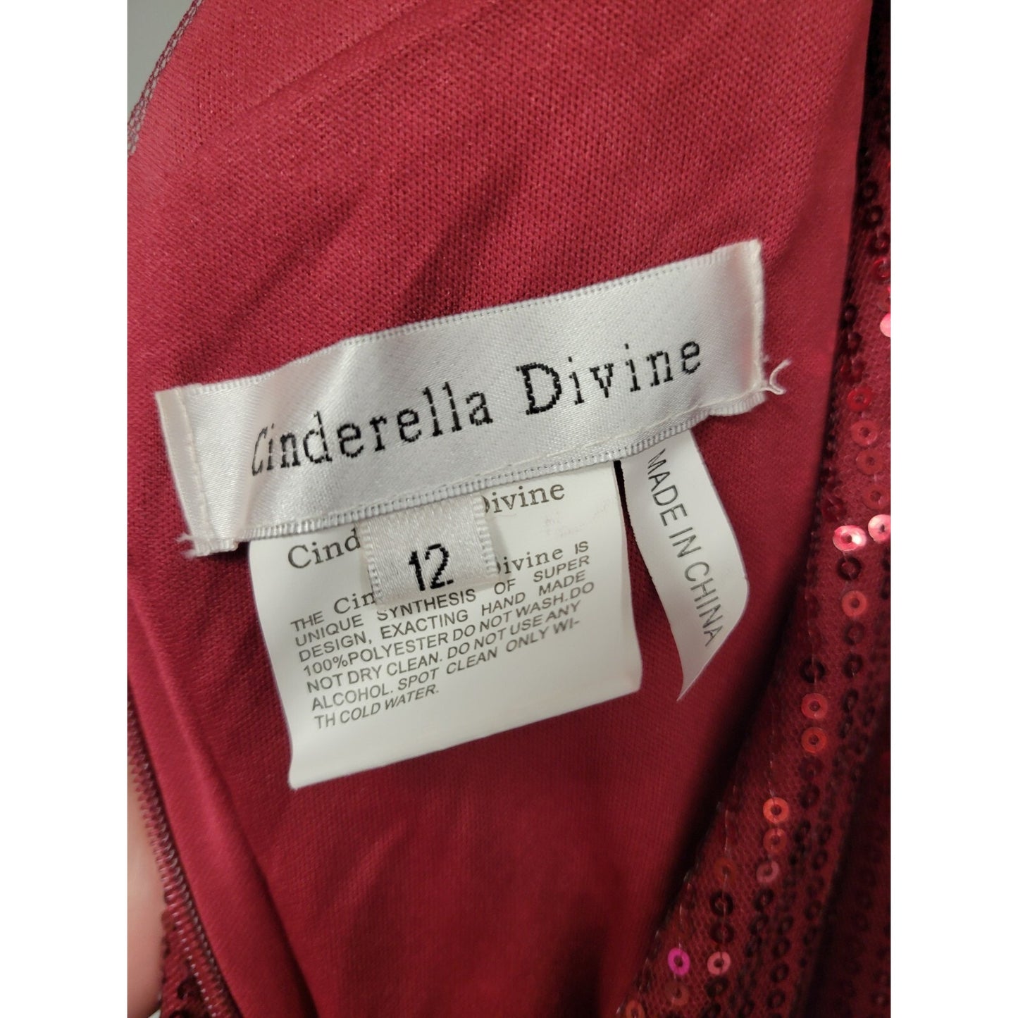 Cinderella Divine Maroon Burgundy Sequins Formal Dance Homecoming Dress Size 12
