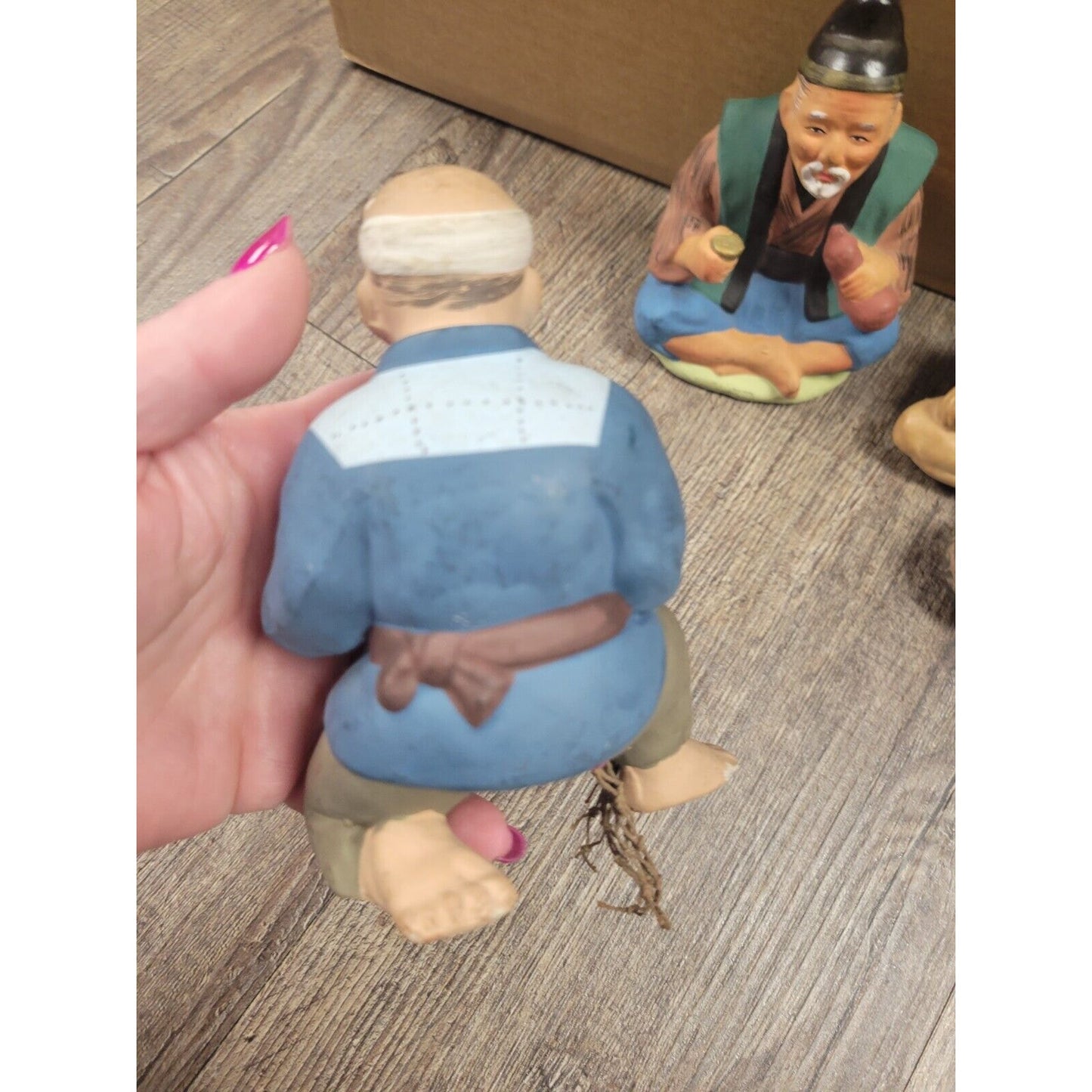 Vintage 1950's Hakata Urasaki Fish Vendor Figurines Lot of 3 - 5" tall Each