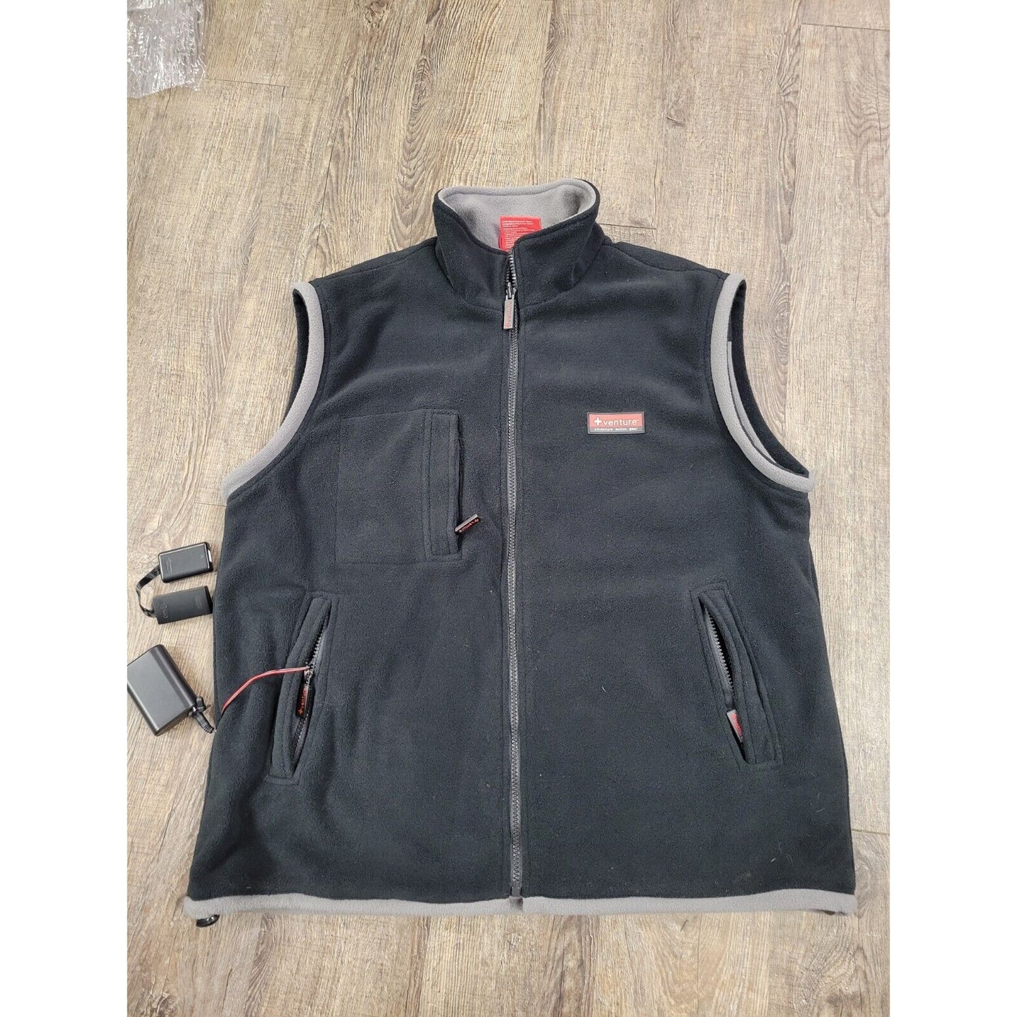 Venture Heated Electra 529 Size M Action Gear Fleece Vest Zip Up Black Gray