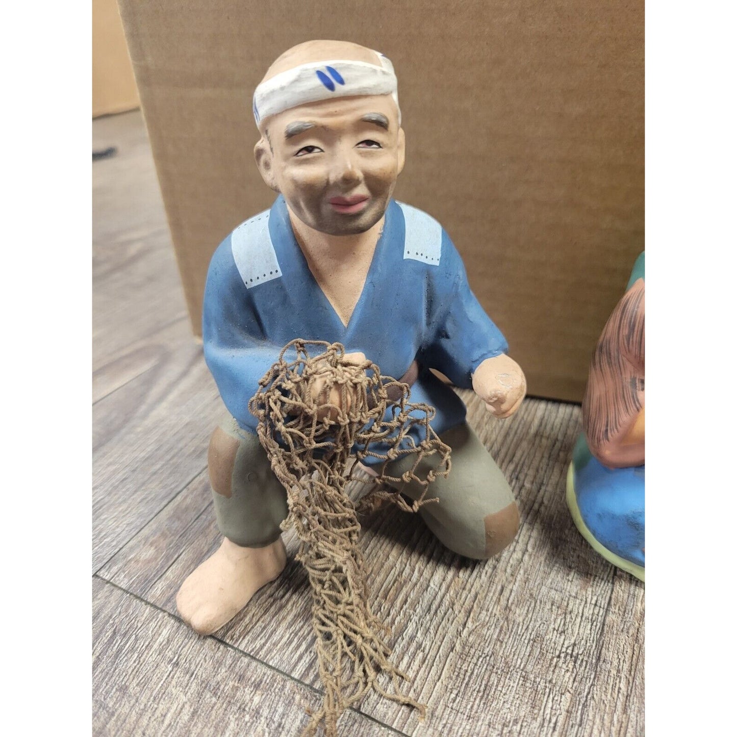 Vintage 1950's Hakata Urasaki Fish Vendor Figurines Lot of 3 - 5" tall Each