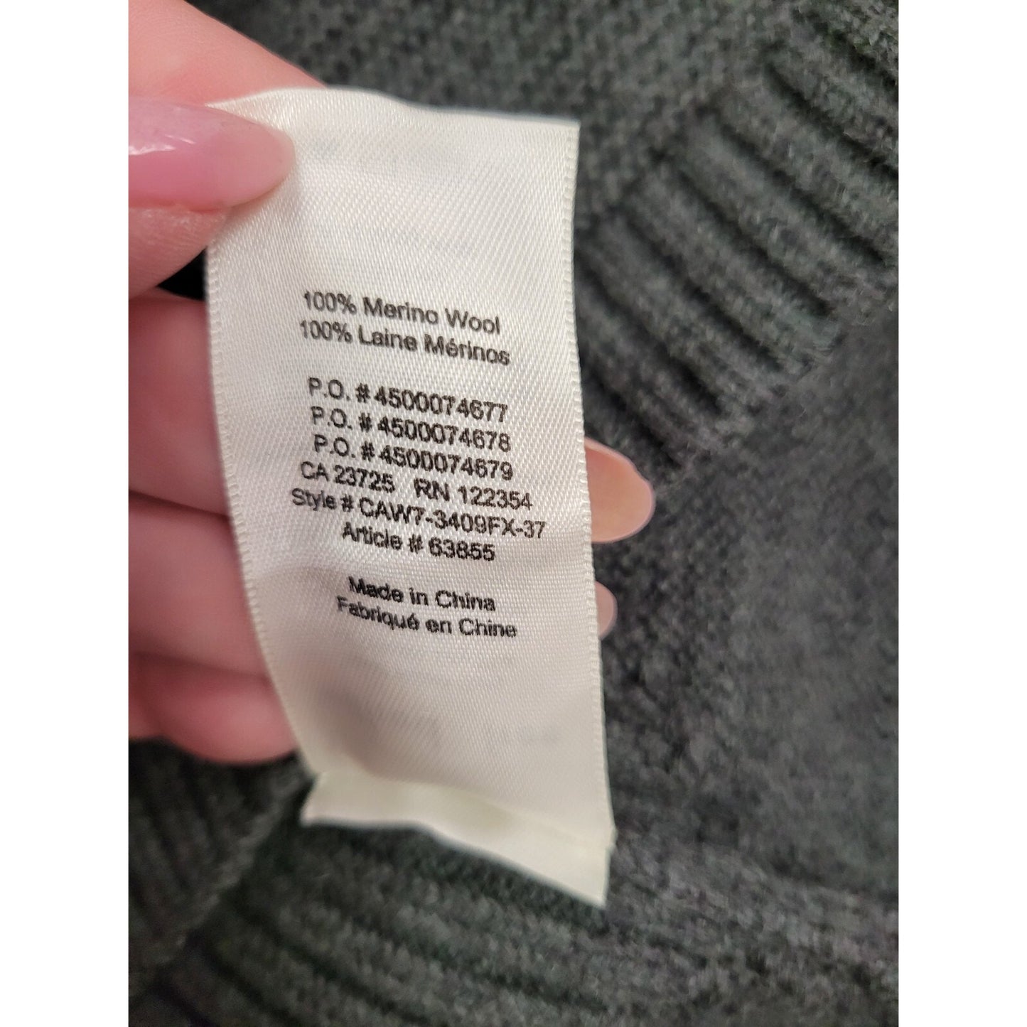 Wilfred Free Medium 100% Merino Wool Gray/Green Sweater Crewneck Women's