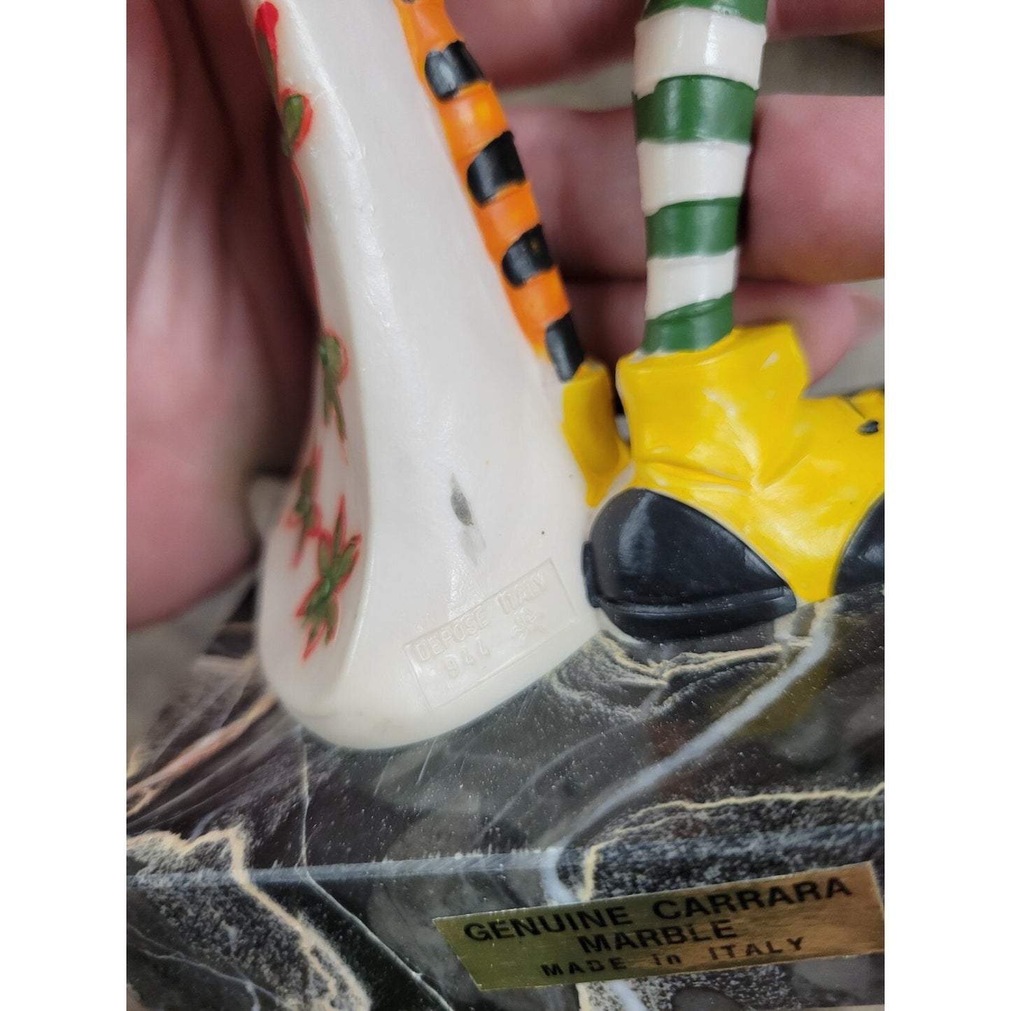 Fontanini Depose Italy Clown Figurine On Carrara Marble Base Vintage Lot of 3