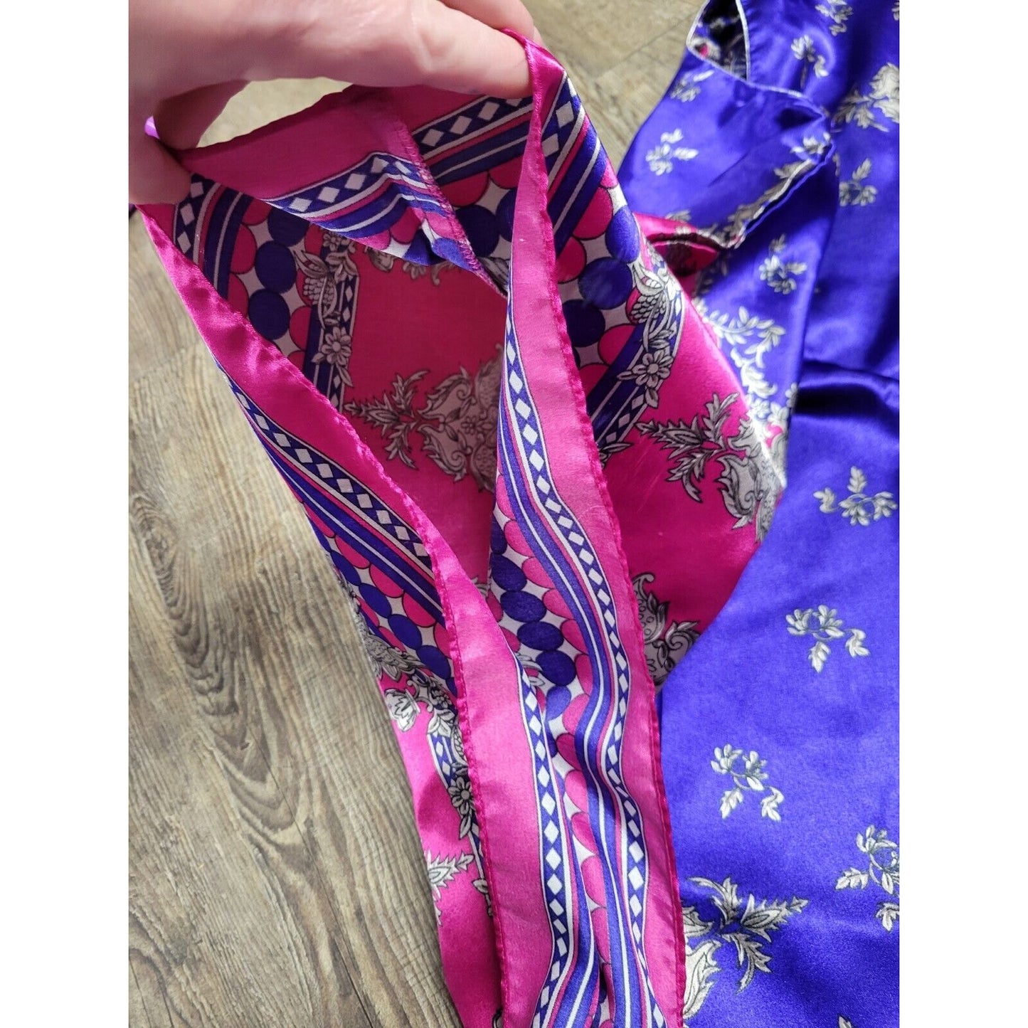 Patricia Leigh Satin Purple Pink Mumu Long Resort Dress OSFM Gown