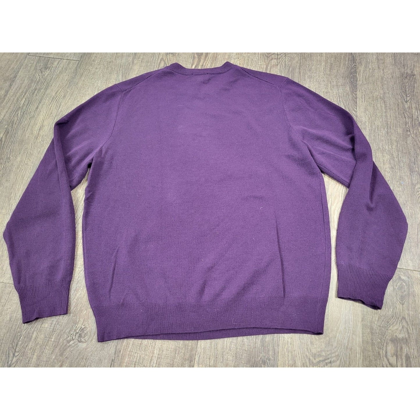 FACONNABLE Medium 100% Merino Wool Crew Neck Pullover Eggplant Purple Sweater