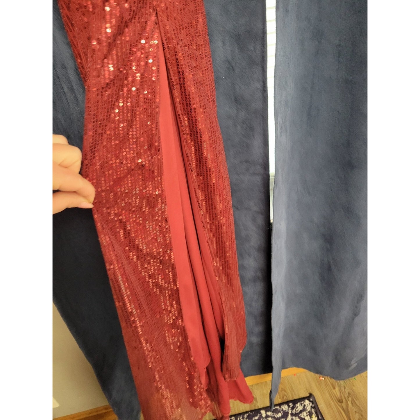 Cinderella Divine Maroon Burgundy Sequins Formal Dance Homecoming Dress Size 12