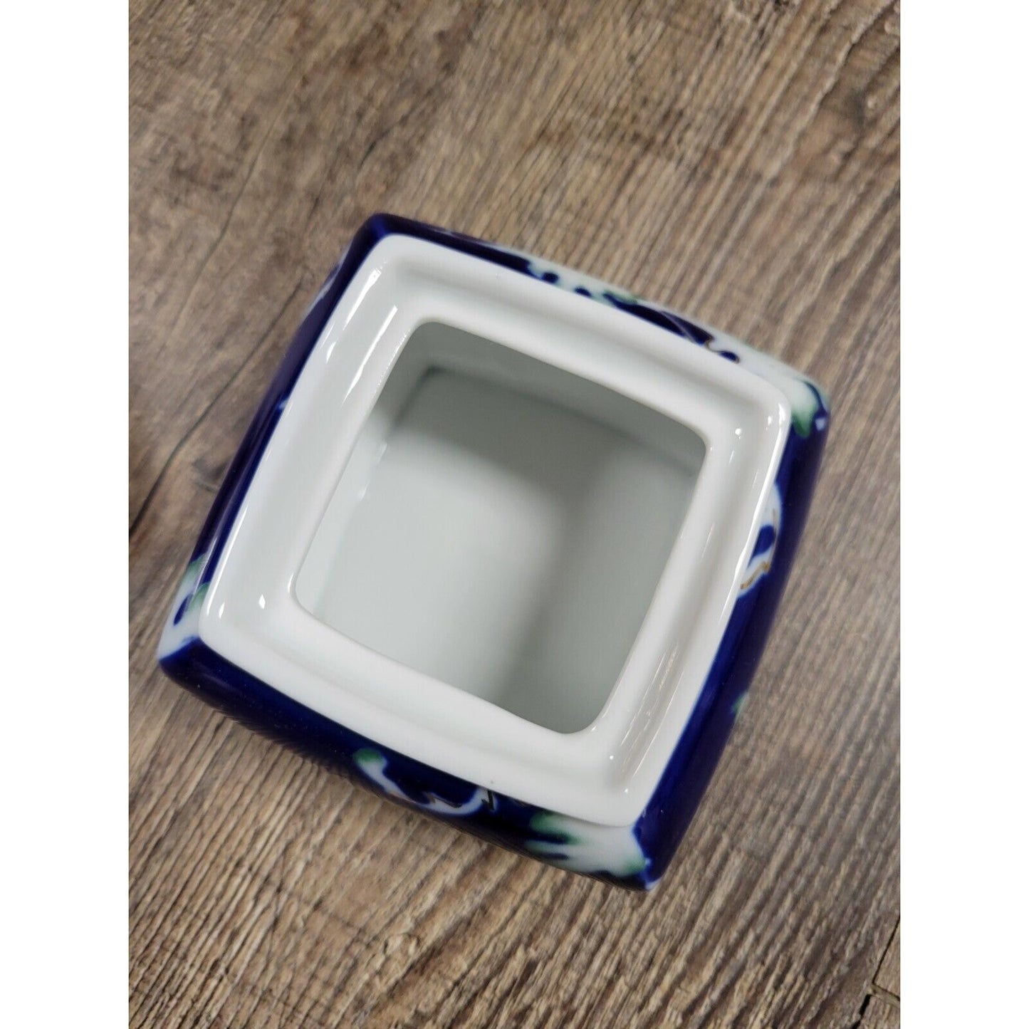 Handpainted Romania Fine Porcelain Moga Cobalt Blue Gold Trinket Box w/ Lid