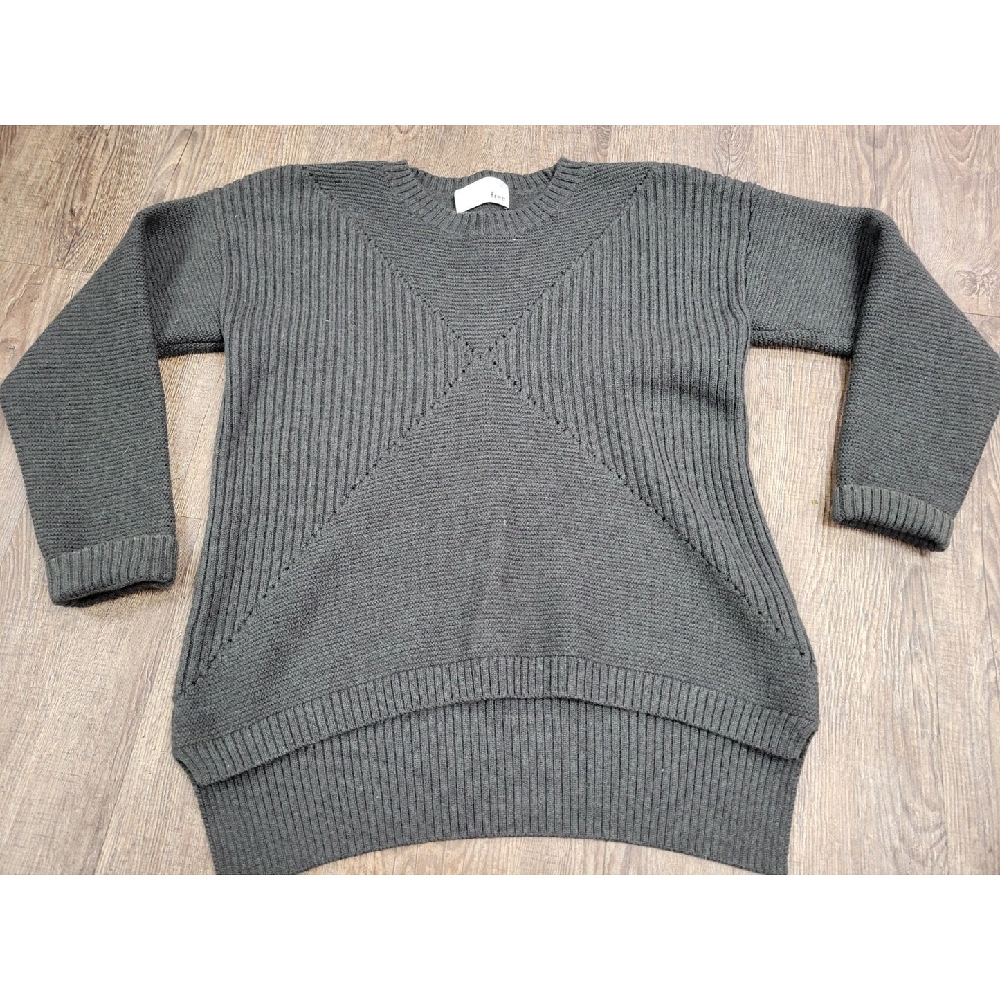 Wilfred Free Medium 100% Merino Wool Gray/Green Sweater Crewneck Women's