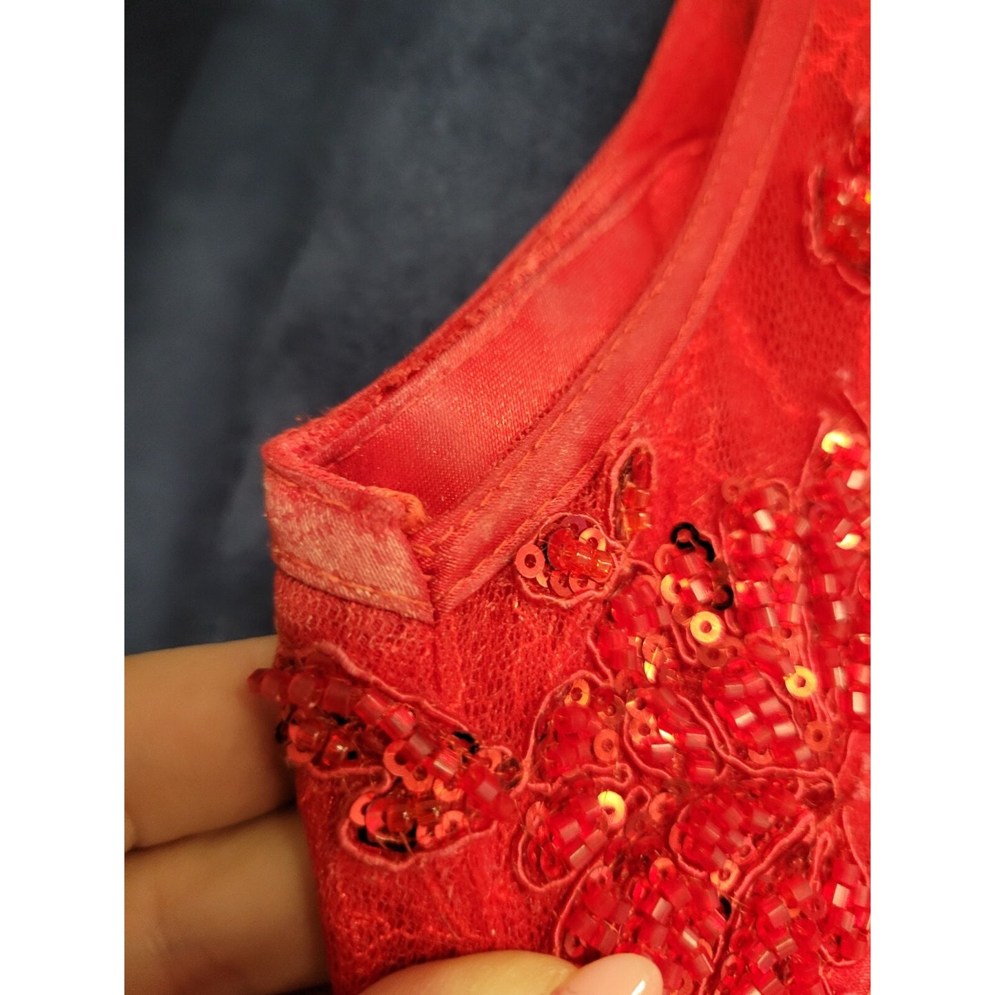 Dave & Johnny Bright Red Sequins Formal Dance Homecoming Dress Size 5/6