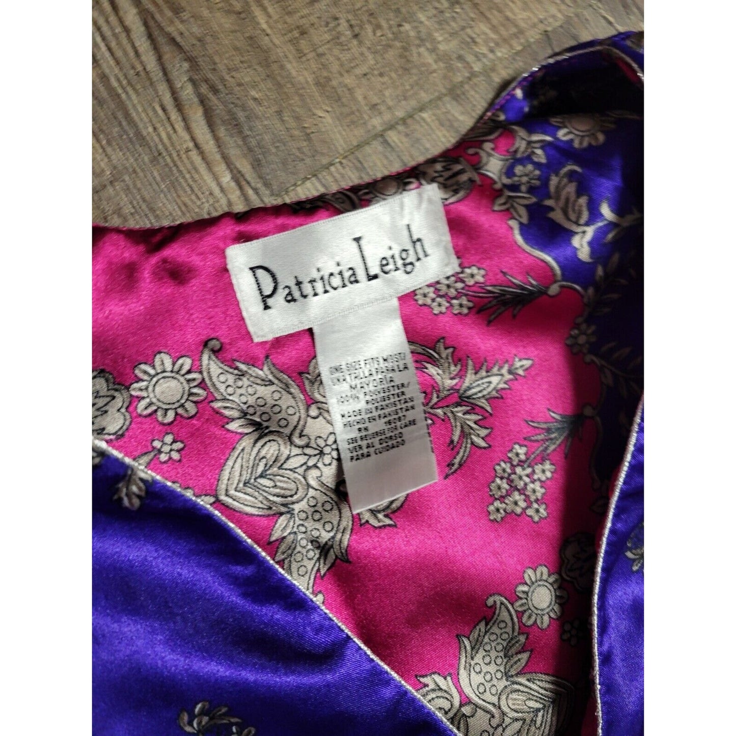 Patricia Leigh Satin Purple Pink Mumu Long Resort Dress OSFM Gown