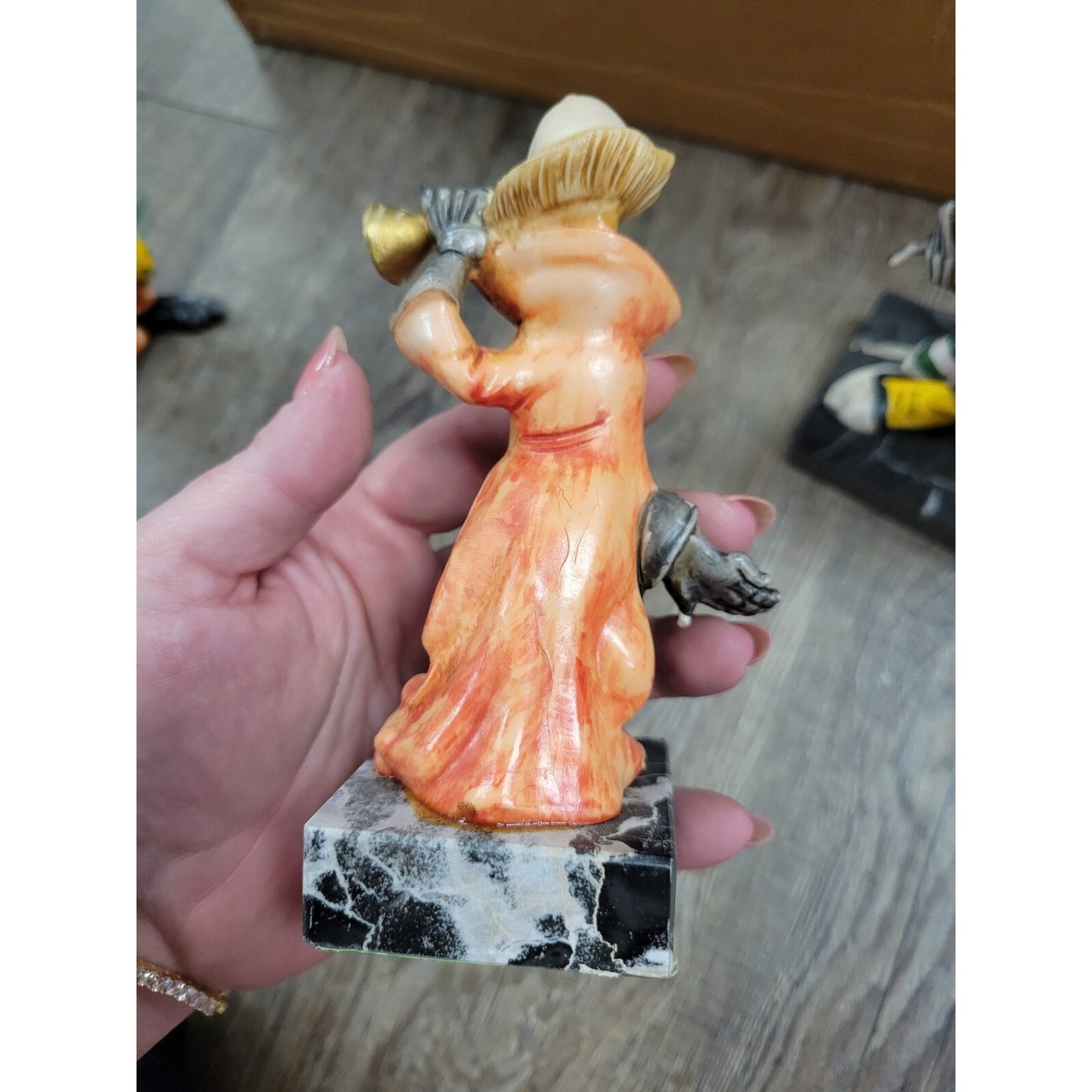 Fontanini Depose Italy Clown Figurine On Carrara Marble Base Vintage Lot of 3