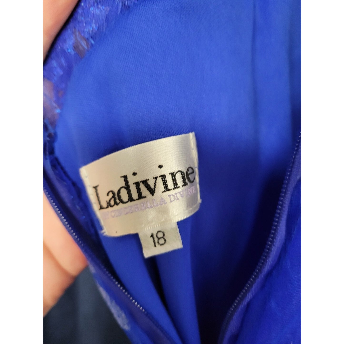 Ladivine by Cinderella Royal Blue Off The Shoulder 3D Applique Floral Gown 18