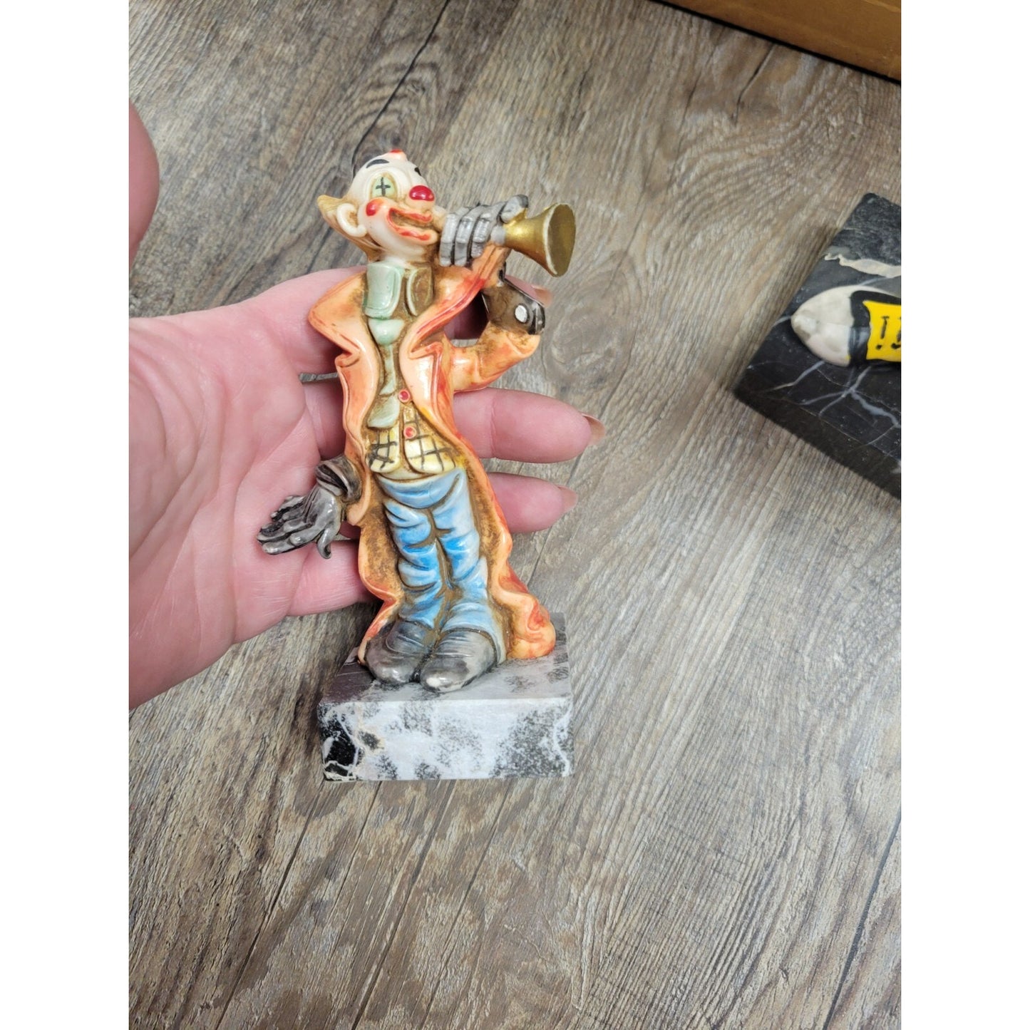 Fontanini Depose Italy Clown Figurine On Carrara Marble Base Vintage Lot of 3
