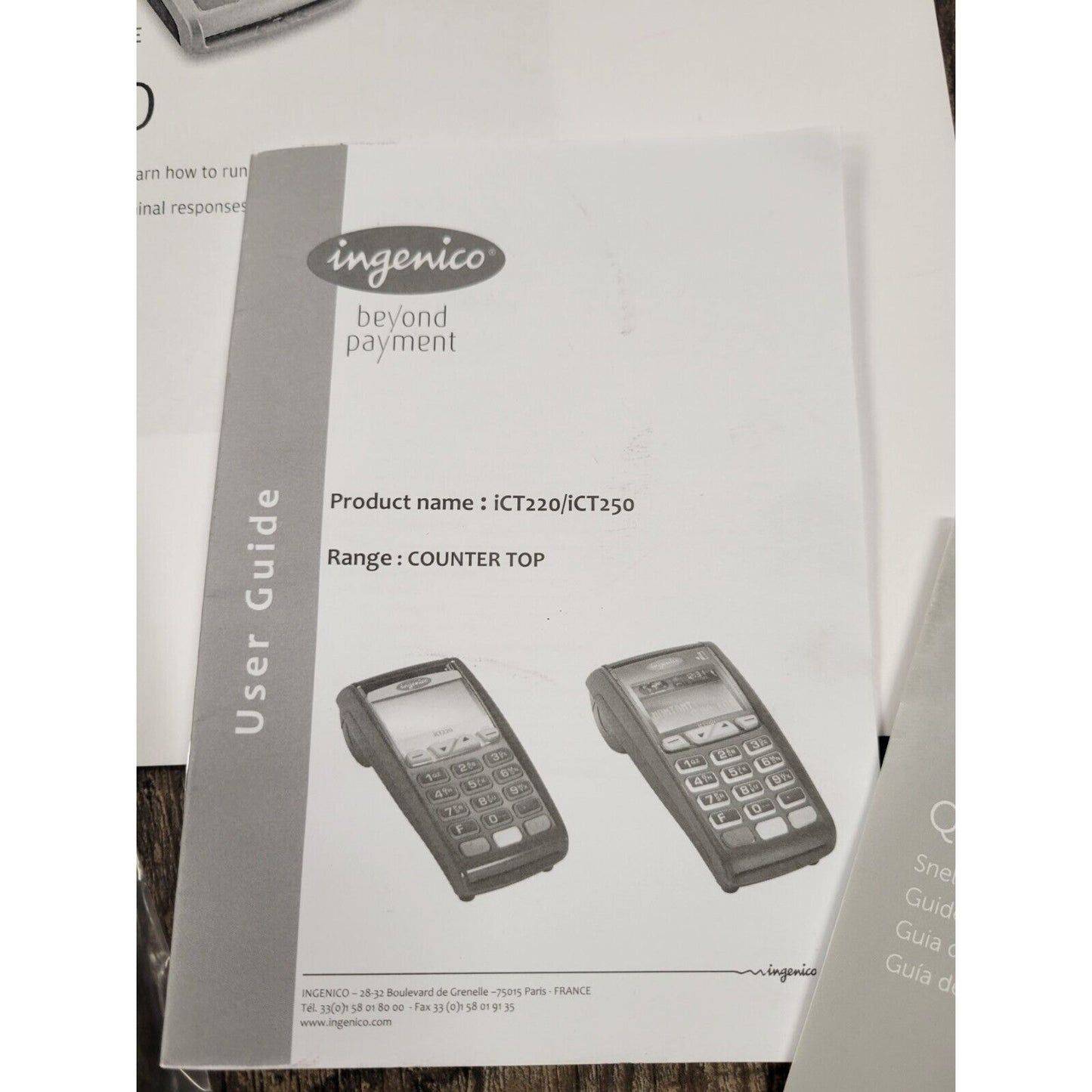 Ingenico iCT220 Credit Card Terminal Power Adapter Cords Manual Included