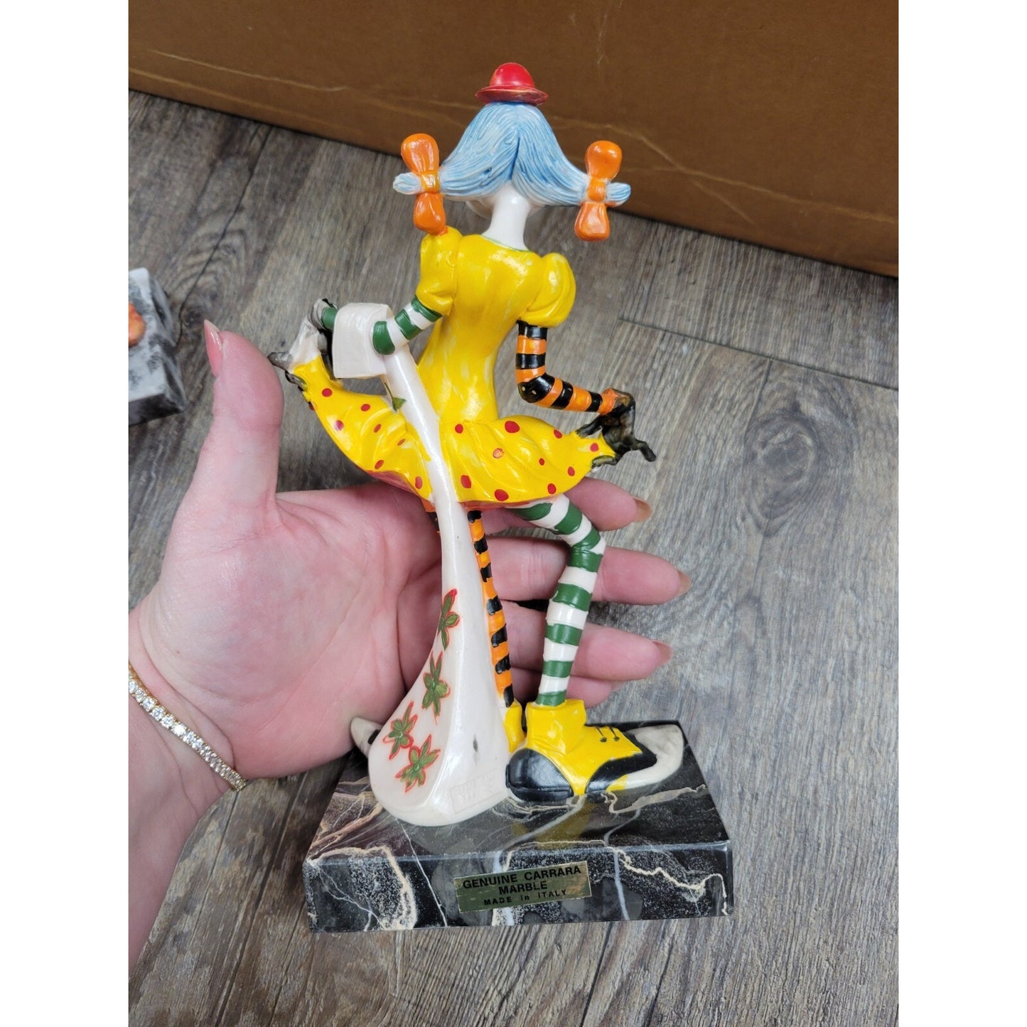 Fontanini Depose Italy Clown Figurine On Carrara Marble Base Vintage Lot of 3