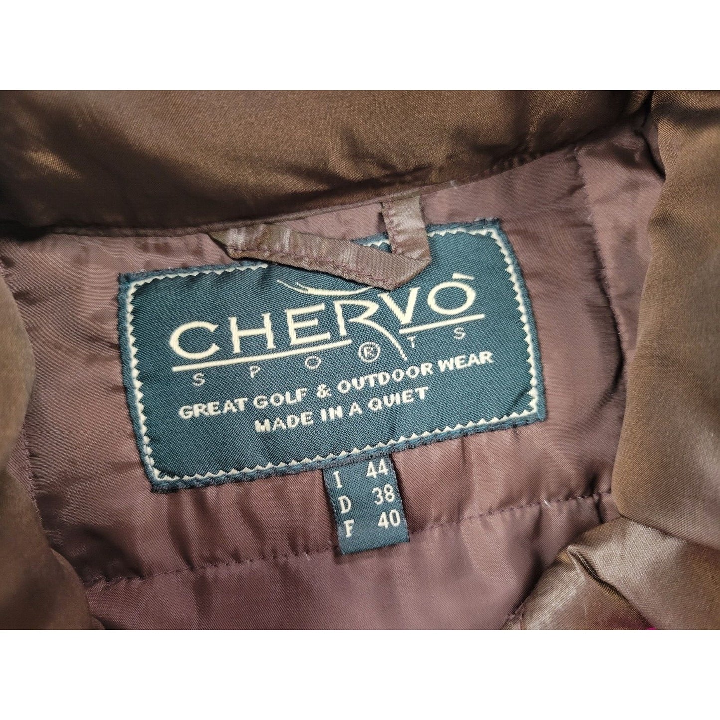 Chervo Down Vest Solid Brown Puffer Golf Wear Large
