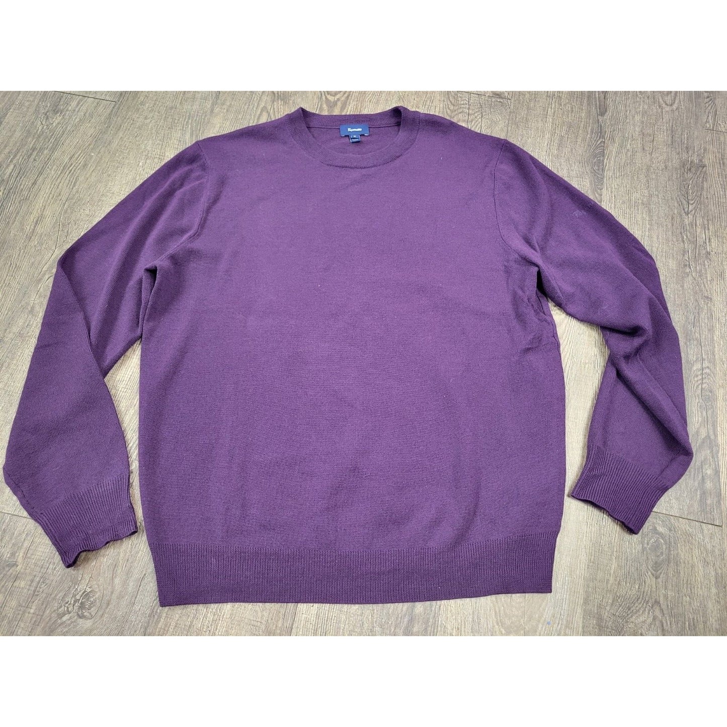 FACONNABLE Medium 100% Merino Wool Crew Neck Pullover Eggplant Purple Sweater