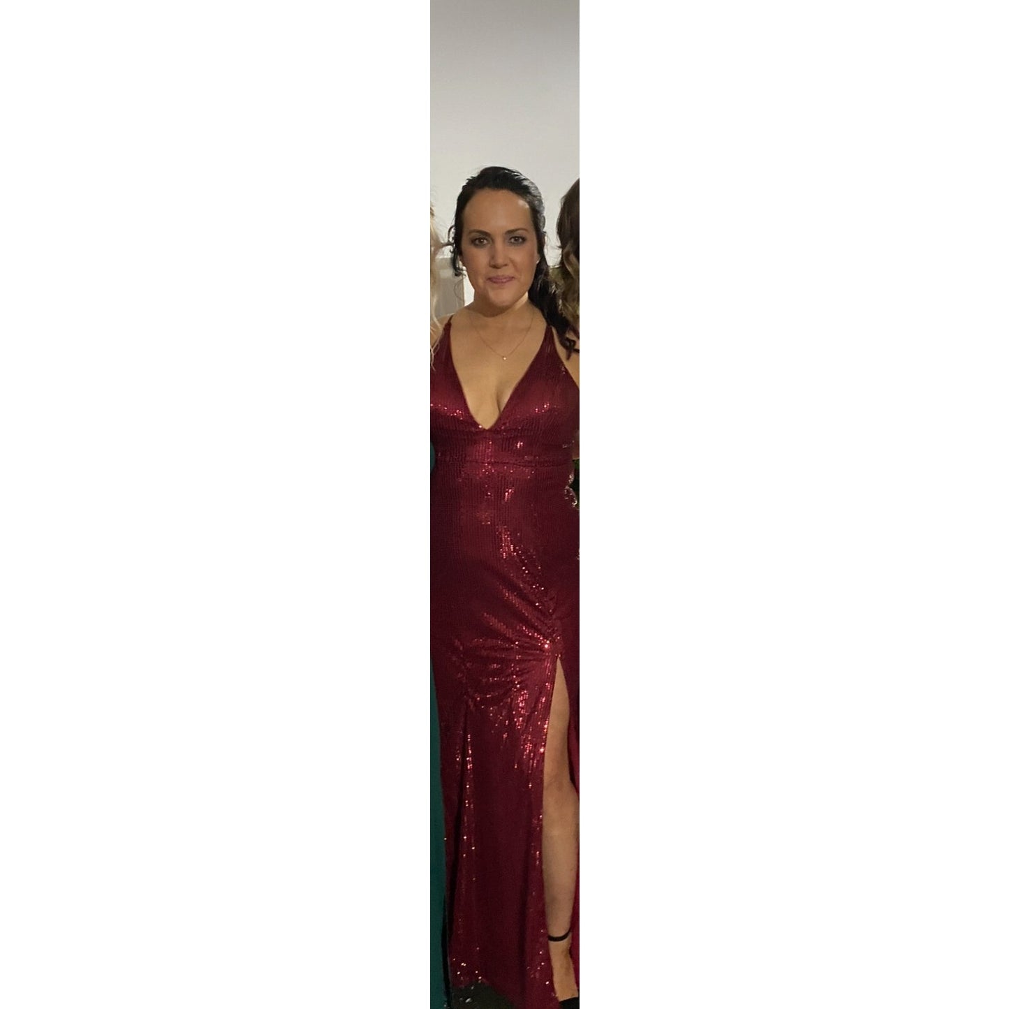 Cinderella Divine Maroon Burgundy Sequins Formal Dance Homecoming Dress Size 12