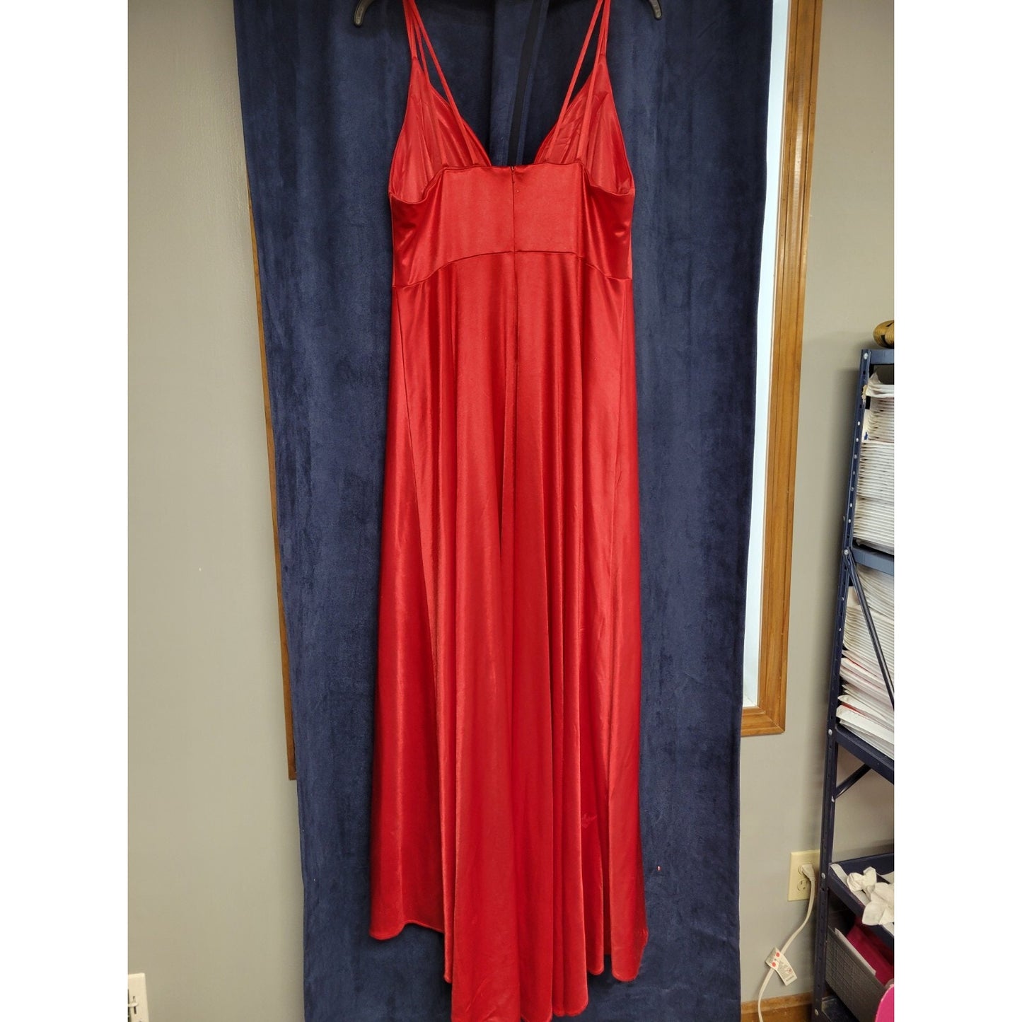 Cinderella Divine Solid Red Stretch Satin Formal Dance Homecoming Dress Size 22