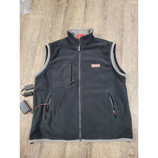 Venture Heated Electra 529 Size M Action Gear Fleece Vest Zip Up Black Gray