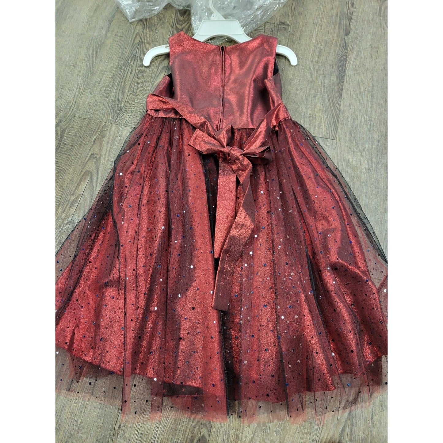 Kid's Dream KD952 Lace Trim Long Tulle Dress Dark Red Black Tulle Jeweled 9/10