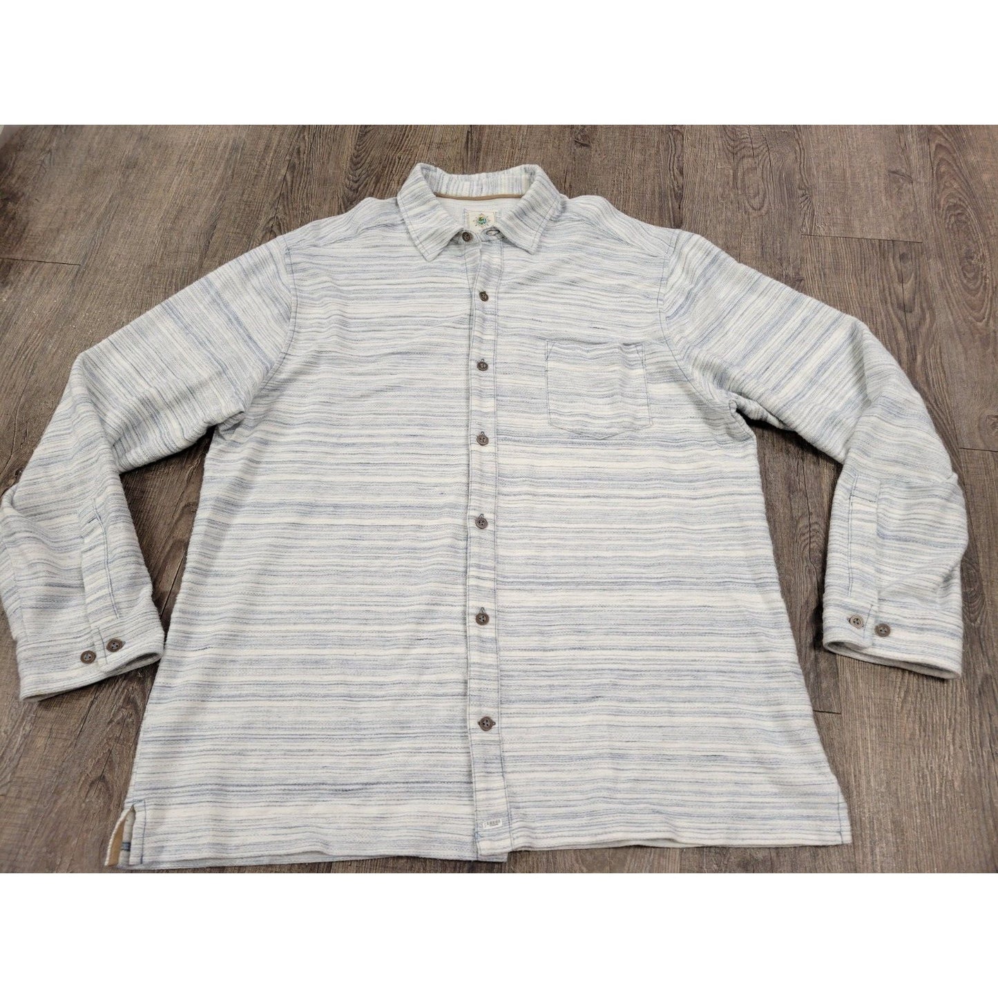 The Territory Ahead Stripe Long Sleeve Button XL Gray Blue