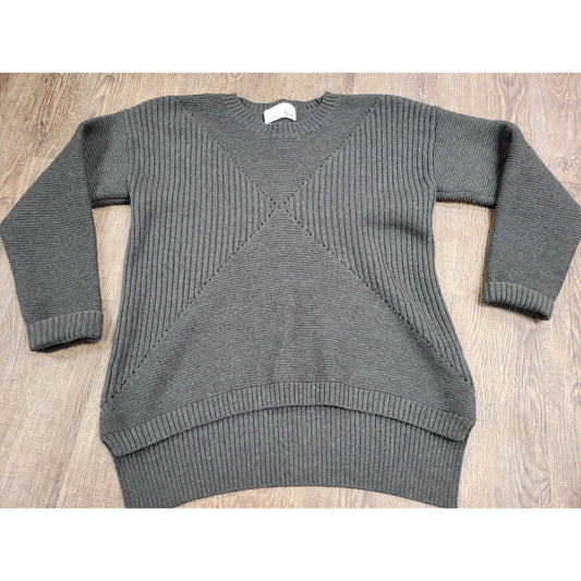 Wilfred Free Medium 100% Merino Wool Gray/Green Sweater Crewneck Women's