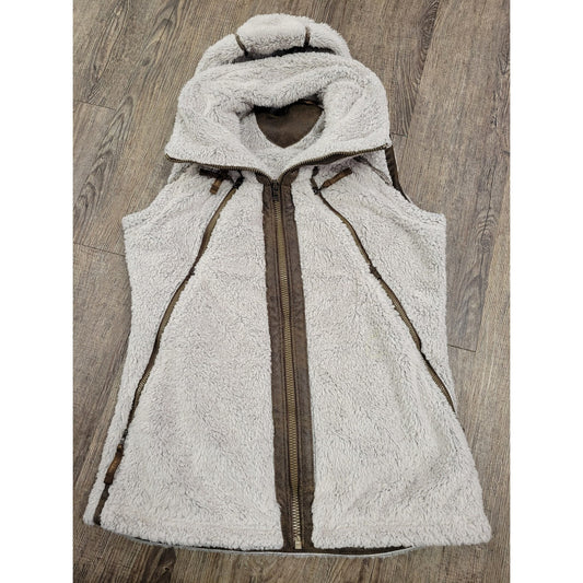 Kuhl Plush Flight Vest Hooded Stone Beige Luxurious Italian fleece Full Zip Smal
