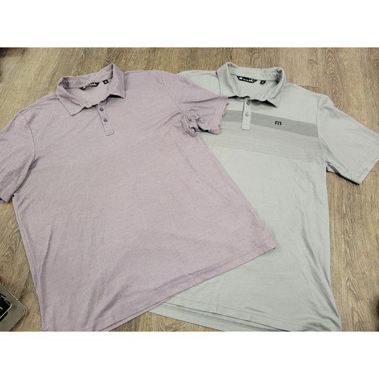 Travis Mathew Oceanside Coastal Stripe Polo Shirts Short Sleeve XXL Lot of 2