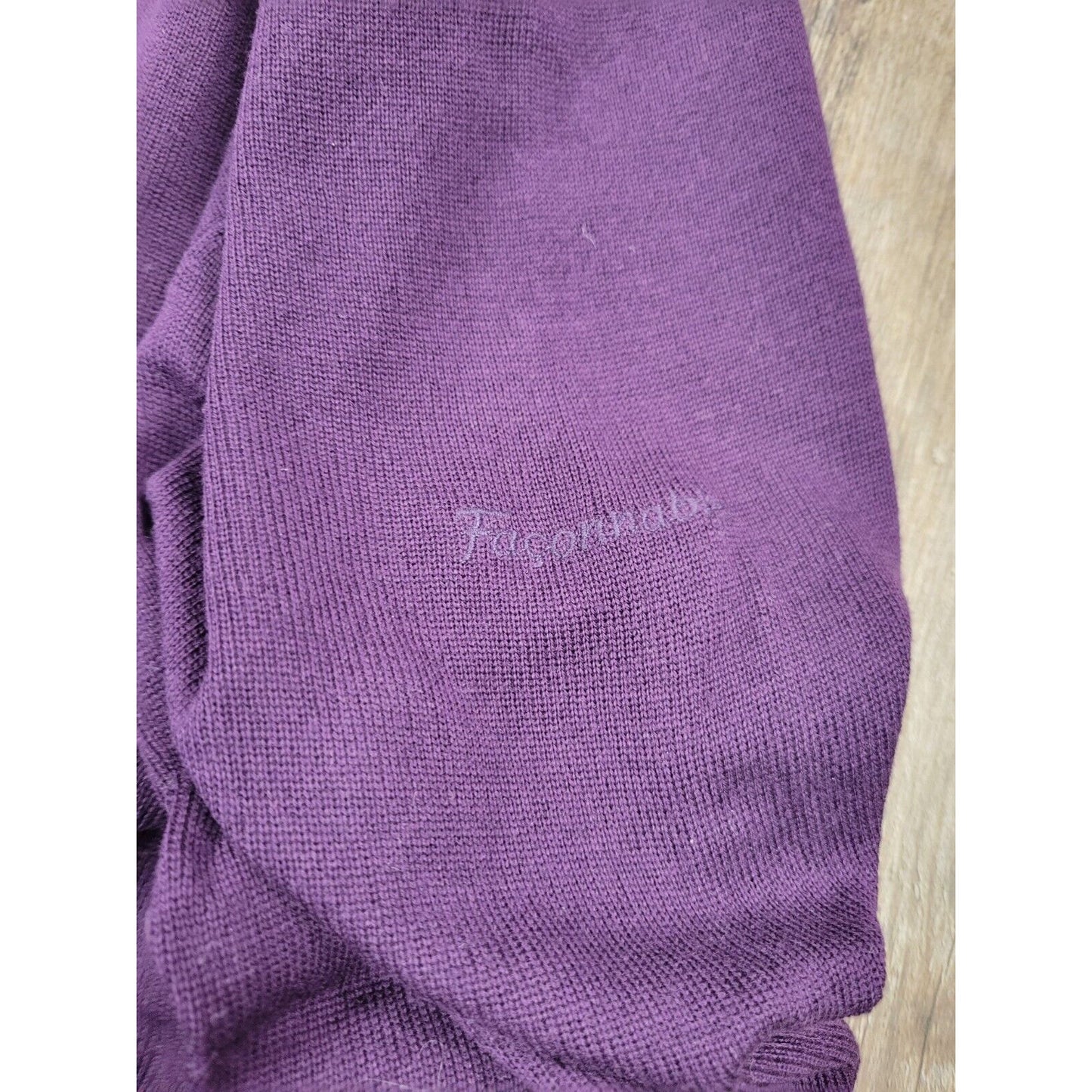FACONNABLE Medium 100% Merino Wool Crew Neck Pullover Eggplant Purple Sweater