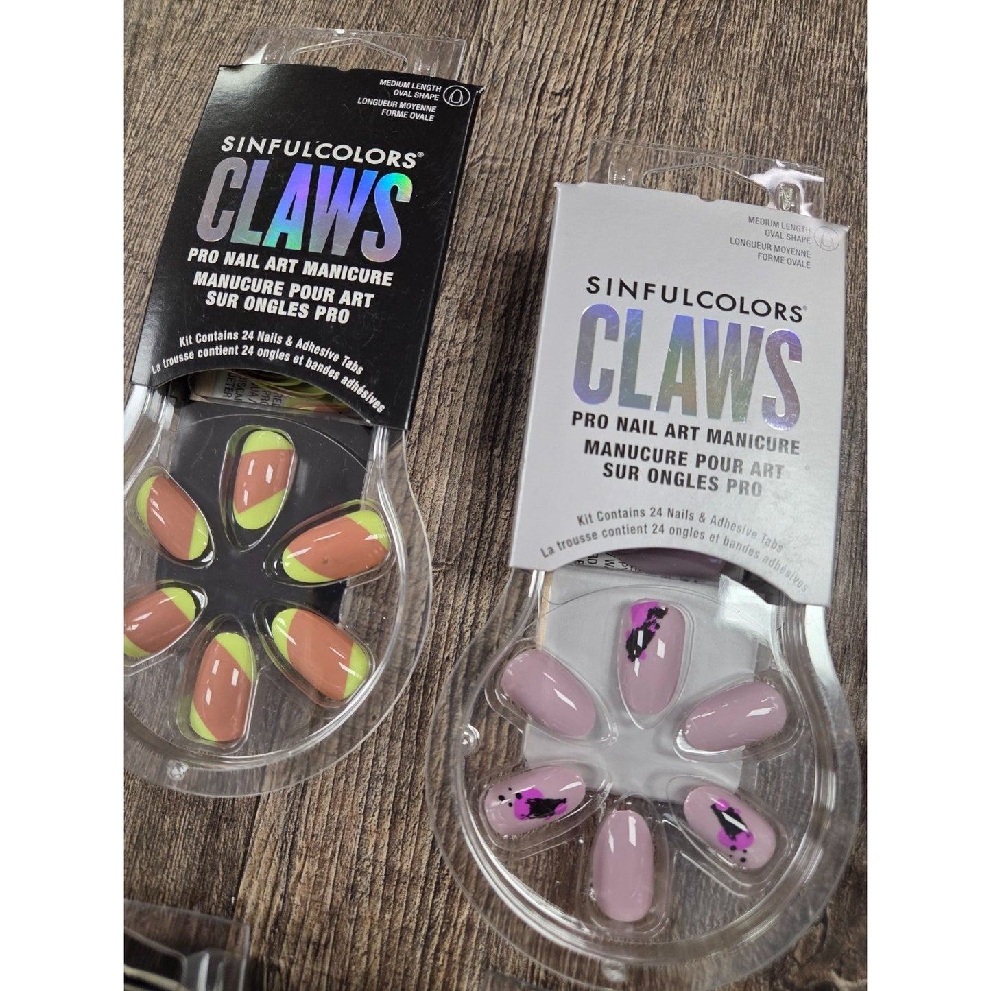 Sinful Colors CLAWS Nail Art Press On Sets Long Coffin Medium Oval Mixed Lot of8