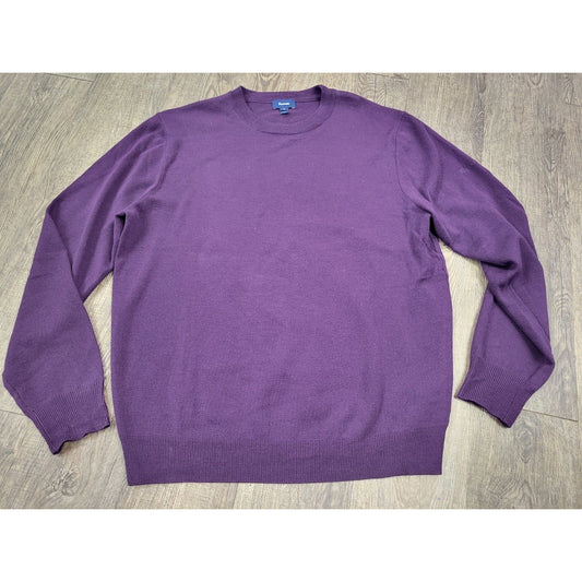 FACONNABLE Medium 100% Merino Wool Crew Neck Pullover Eggplant Purple Sweater
