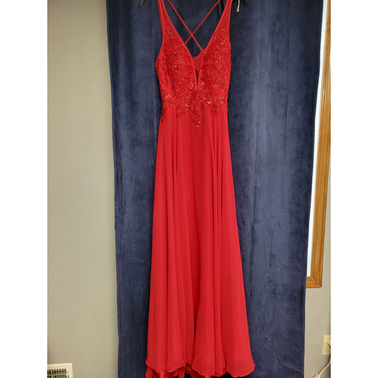 Dave & Johnny Bright Red Sequins Formal Dance Homecoming Dress Size 5/6
